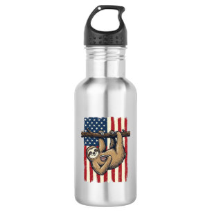 Patriotic Sloth Vintage Engraving Shirt Design_1 532 Ml Water Bottle