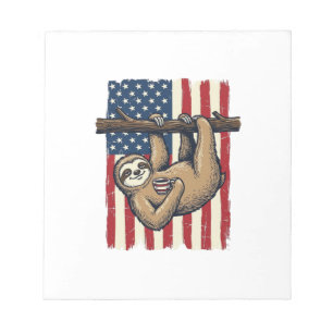 Patriotic Sloth Vintage Engraving Shirt Design_1 Notepad