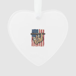 Patriotic Sloth Vintage Engraving Shirt Design_1 Ornament