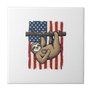 Patriotic Sloth Vintage Engraving Shirt Design_1 Tile