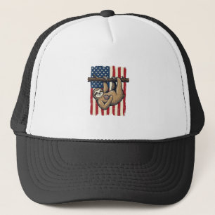 Patriotic Sloth Vintage Engraving Shirt Design_1 Trucker Hat
