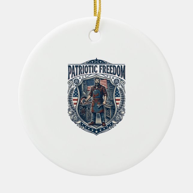 Patriotic Small Business Owner Ceramic Tree Decoration (Front)
