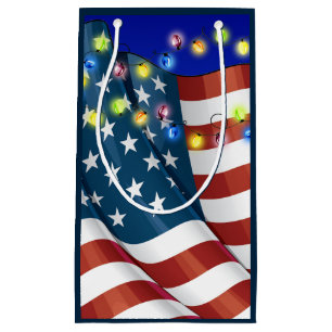 Patriotic Small Christmas Paper Gift Tote Bag