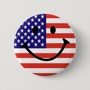Patriotic Smile Face 6 Cm Round Badge