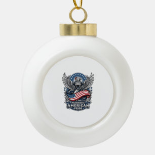 Patriotic Snake Skull Liberty Beast Animal Hybrid Ceramic Ball Christmas Ornament