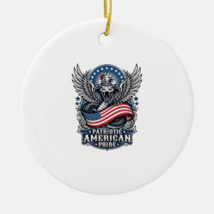 Patriotic Snake Skull Liberty Beast Animal Hybrid Ceramic Tree Decoration