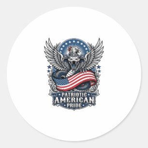 Patriotic Snake Skull Liberty Beast Animal Hybrid  Classic Round Sticker