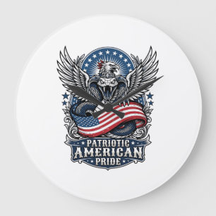 Patriotic Snake Skull Liberty Beast Animal Hybrid Large Clock