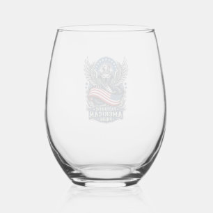 Patriotic Snake Skull Liberty Beast Animal Hybrid Stemless Wine Glass