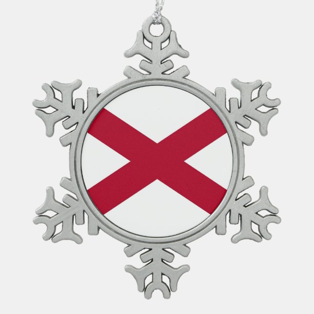 Patriotic Snowflake Ornament with Alabama Flag (Front)