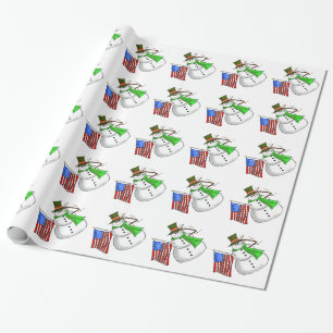 Patriotic Snowman Christmas Gift Wrap