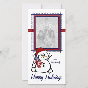Patriotic Snowman Holiday Card