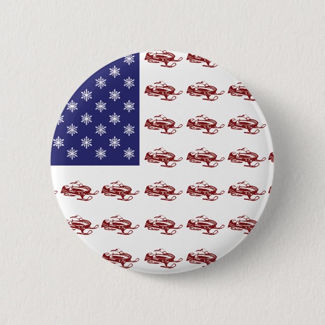 Patriotic Snowmobiling 6 Cm Round Badge (Front)
