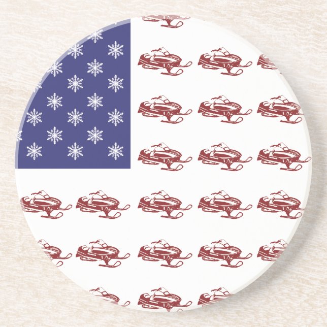 Patriotic Snowmobiling Coaster (Front)