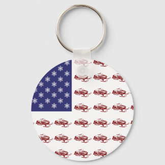 Patriotic Snowmobiling Key Ring