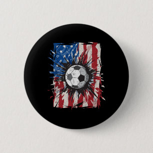 Patriotic Soccer 4th Of July Men Usa American Flag 6 Cm Round Badge