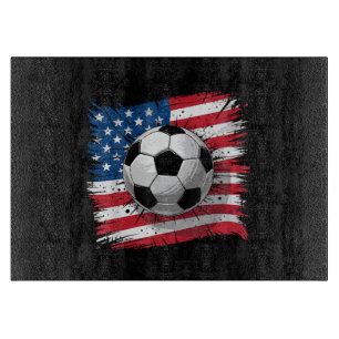 Patriotic soccer 4th of july men usa american flag cutting board