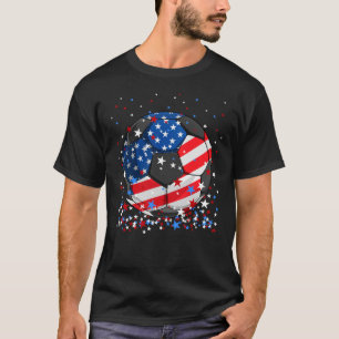 Patriotic Soccer 4th of July USA American Flag T-Shirt