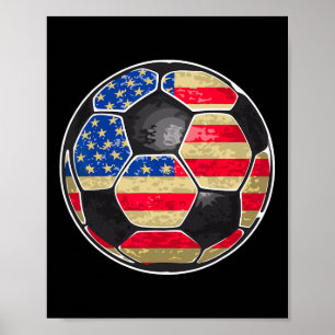 Patriotic Soccer Ball Usa Flag Poster