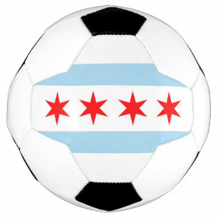 Patriotic Soccer Ball with Flag of Chicago, USA