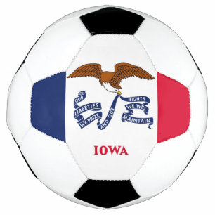Patriotic Soccer Ball with Flag of Iowa, USA