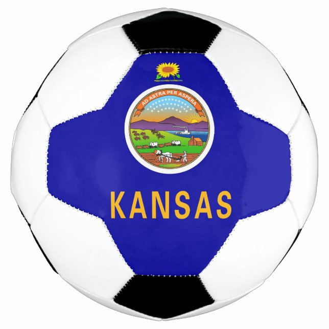 Patriotic Soccer Ball with Flag of Kansas, USA (Front)