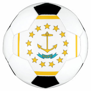 Patriotic Soccer Ball with Flag of Rhode Island