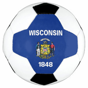 Patriotic Soccer Ball with Wisconsin State Flag