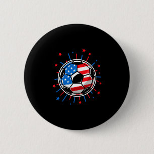Patriotic soccer player 4th of july american flag 6 cm round badge