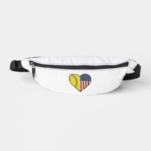 Patriotic Softball Heart Vintage Vector Design_1 Bum Bags