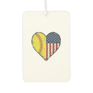 Patriotic Softball Heart Vintage Vector Design_1 Car Air Freshener