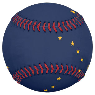 Patriotic Softball with flag of Alaska, USA