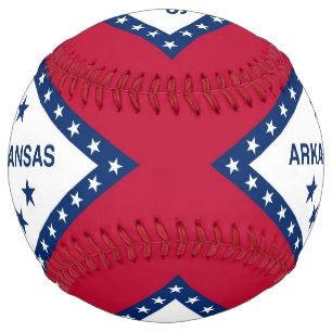 Patriotic Softball with flag of Arkansas, USA