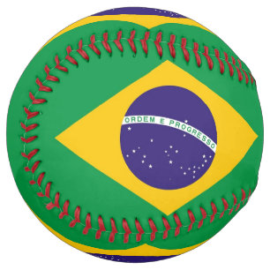Patriotic Softball with flag of Brazil