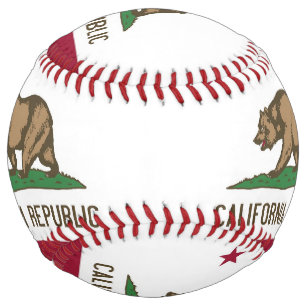 Patriotic Softball with flag of California, USA