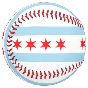 Patriotic Softball with flag of Chicago, USA