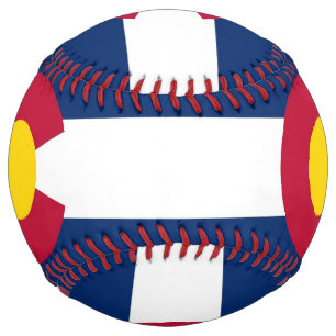 Patriotic Softball with flag of Colorado, USA