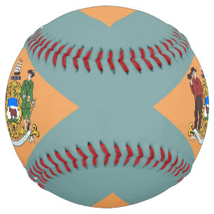 Patriotic Softball with flag of Delaware, USA