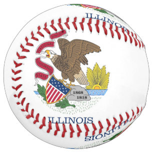 Patriotic Softball with flag of Illinois, USA