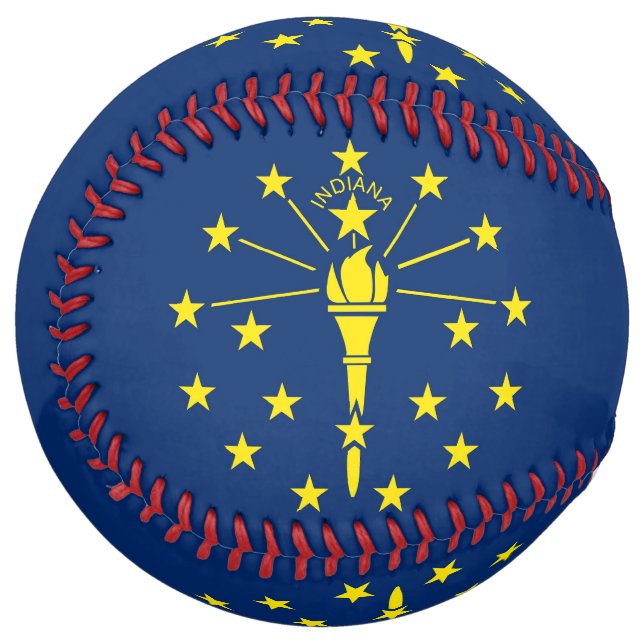 Patriotic Softball with flag of Indiana, USA (Front Left)