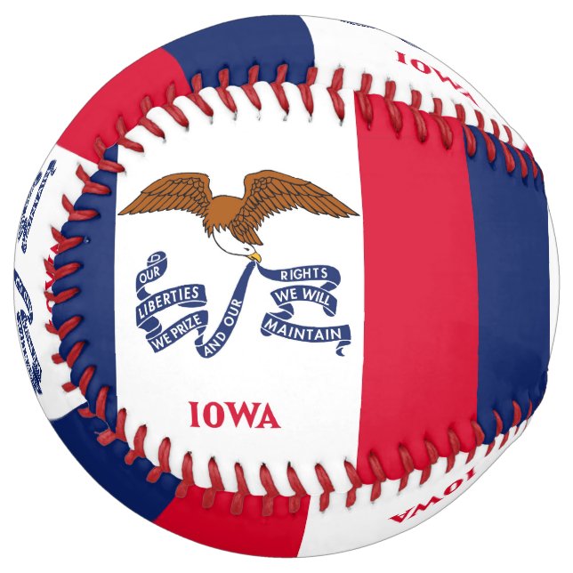 Patriotic Softball with flag of Iowa, USA (Front Left)