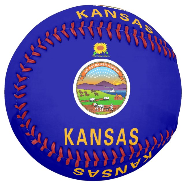 Patriotic Softball with flag of Kansas, USA (Front Left)