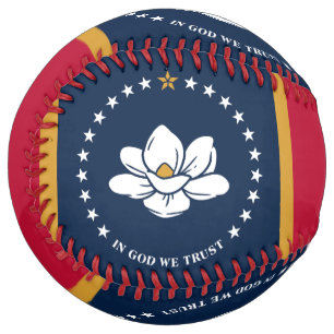 Patriotic Softball with flag of Mississippi, USA