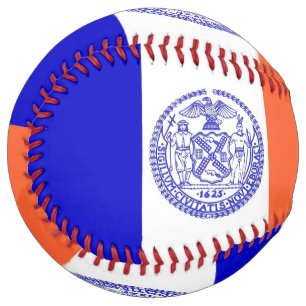 Patriotic Softball with flag of New York City, USA