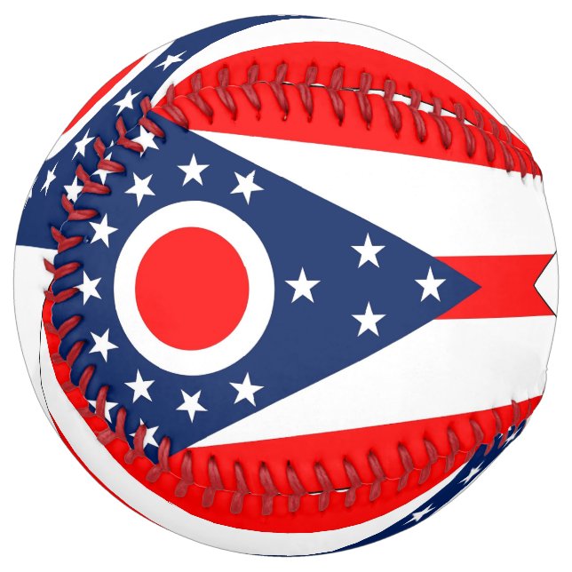 Patriotic Softball with flag of Ohio, USA (Front Left)