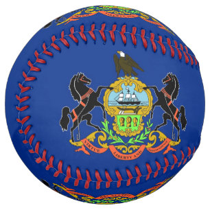 Patriotic Softball with flag of Pennsylvania, USA