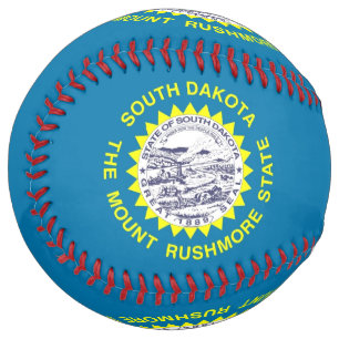 Patriotic Softball with flag of South Dakota USA