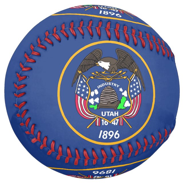 Patriotic Softball with flag of Utah USA (Front Left)