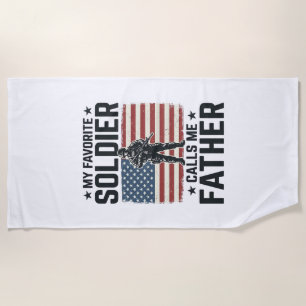 Patriotic Soldier Father Vintage Vector Shirt Desi Beach Towel