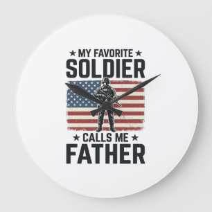 Patriotic Soldier Father Vintage Vector Shirt Desi Large Clock